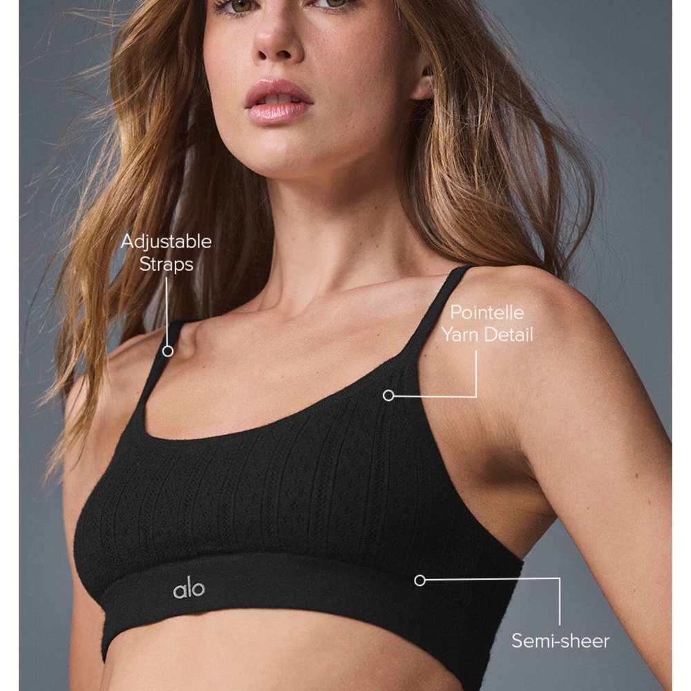 ALO Yoga Black Pointelle Bra